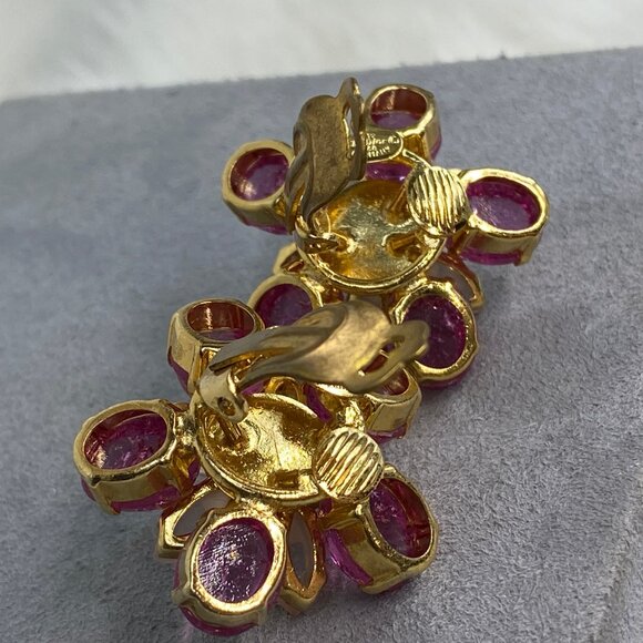 Vintage Christian Dior 1968 Germany Henkle & Grosse Pink & White Flower Clip-On - Picture 7 of 10